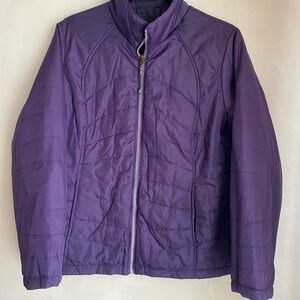 St John's Bay Women's Purple Reversible Quilted Zippered Jacket